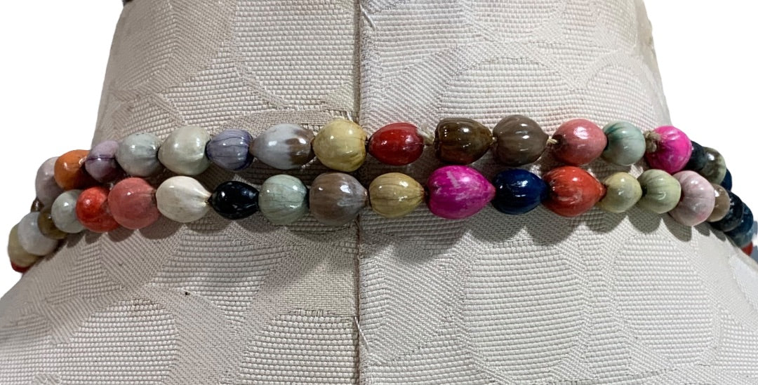 Multicolor Seed Necklace Strand String 76 Inch Overhead
