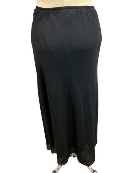 Size 20W MSK Women Black Lined Sheer Overlay Skirt 37" Length