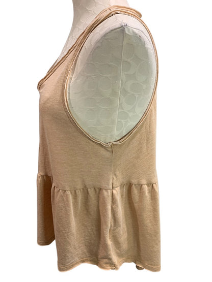 Small American Eagle Womens Tan Tank Top Flounce Hem V-Neck