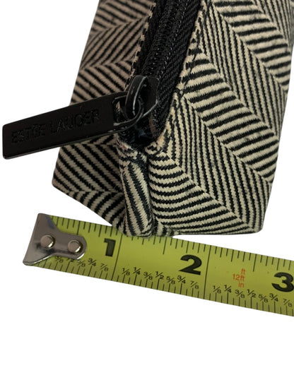 Estee Lauder Cosmetic Bag Travel Zip Pouch Black White Herringbone