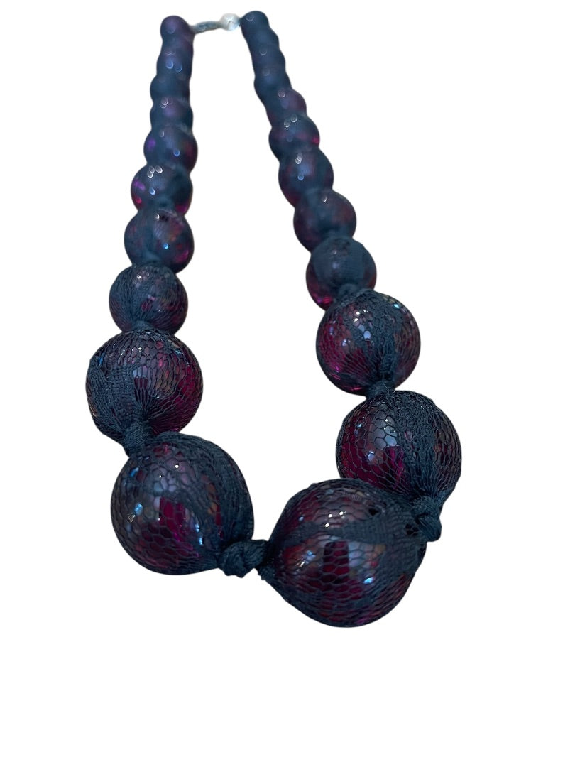 Express Black Netted Graduated Purple Sphere 28 Inch Necklace