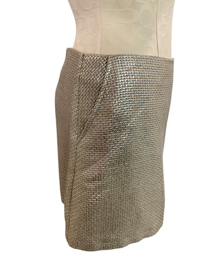 Size 8 TopShop Woven Metallic Mini Skirt Pockets Side Zip
