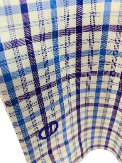 17.5 (32/33) David Donahue Mens Button Up Dress Shirt Plaid Purple