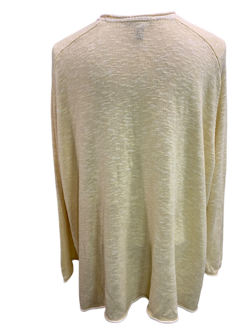XL Eileen Fisher Womens Light Yellow Sweater Tunic Organic Linen Blend