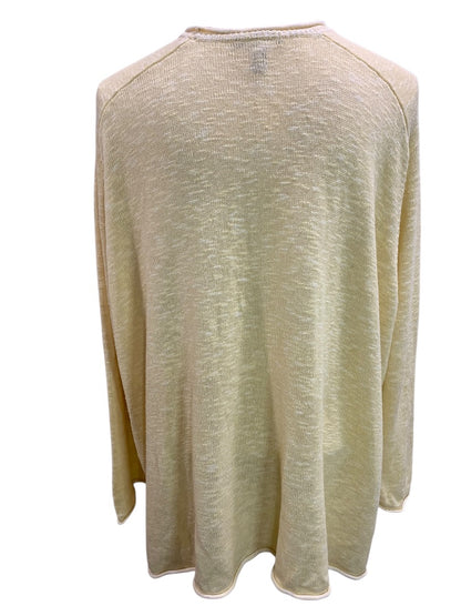 XL Eileen Fisher Womens Light Yellow Sweater Tunic Organic Linen Blend