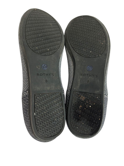 Size 8 Rothys Womens Birdseye Classic Ballet Flats Black White Shoes