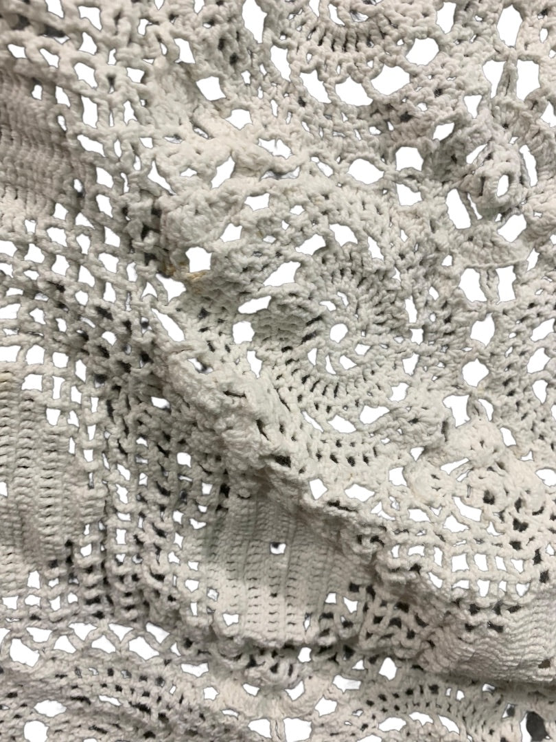 White Crochet Handmade Tablecloth Table Linen 35 Inches Square
