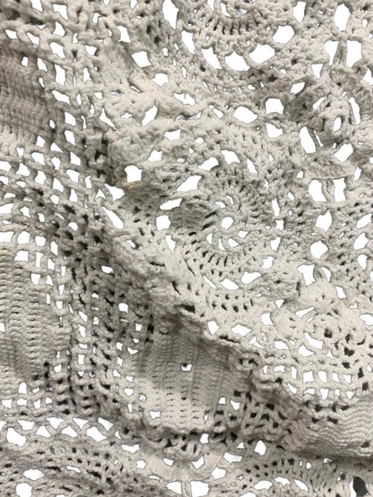 White Crochet Handmade Tablecloth Table Linen 35 Inches Square