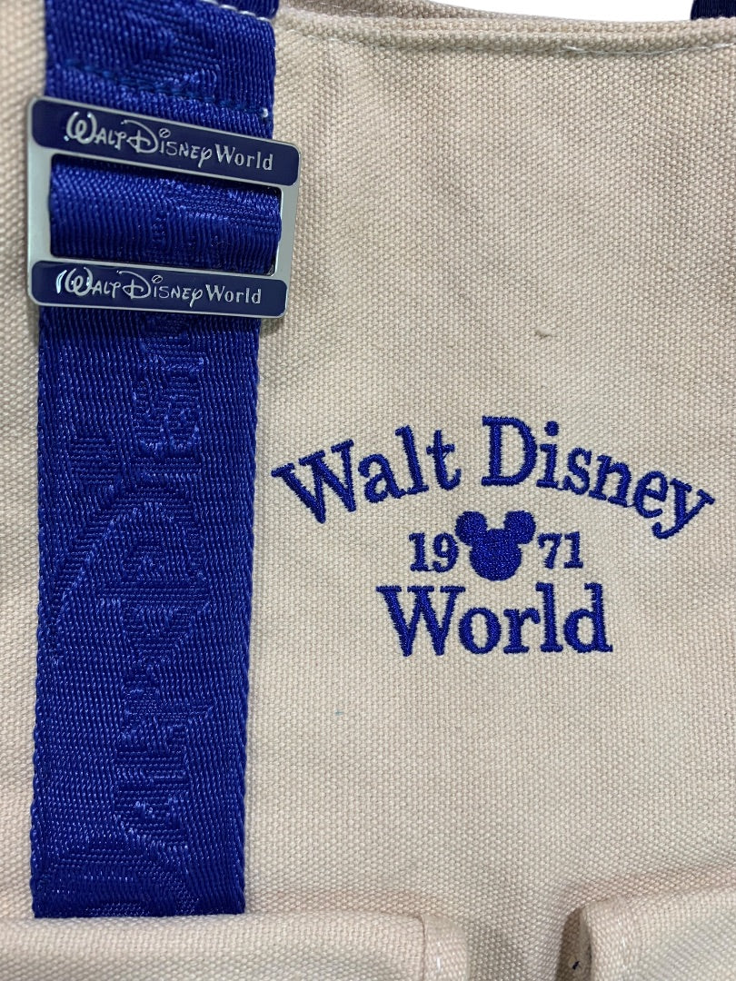 Walt Disney World Canvas Tote Blue Straps Pockets Magnetic Snap