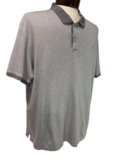 XXL Calvin Klein Mens New Gray Stripe Golf Polo Shirt Liquid Touch