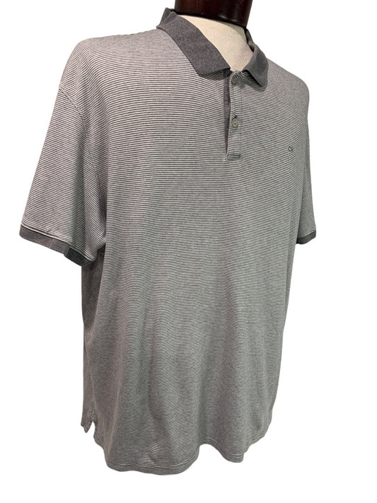 XXL Calvin Klein Mens New Gray Stripe Golf Polo Shirt Liquid Touch