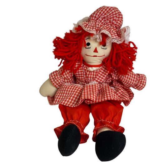 Vintage Raggedy Ann Rag Doll Handmade Red Gingham 16"