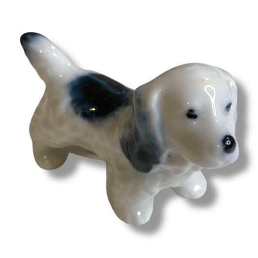 Vintage Japan 3.5" Dog Figurine English Spaniel Black White