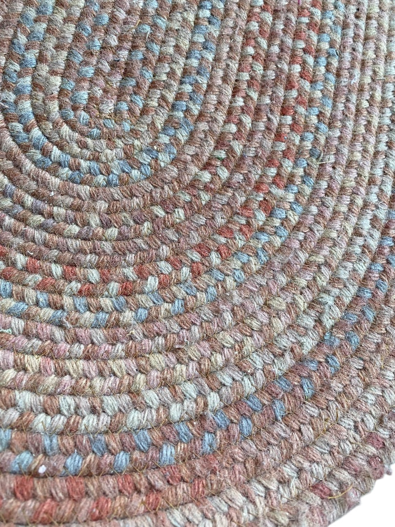 Vintage Braided Wool Runner Rug 109"l x 22"w Pink