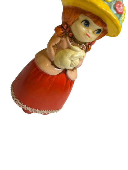 Vintage Napco Japan Papier Mache Girl Bunny Figurine M-8364 6"