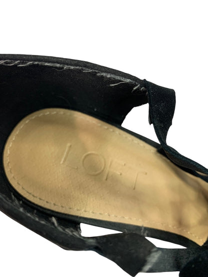 Size 5.5 Loft Womens Lace Up Black Faux Suede 3.5" Heels Shoes