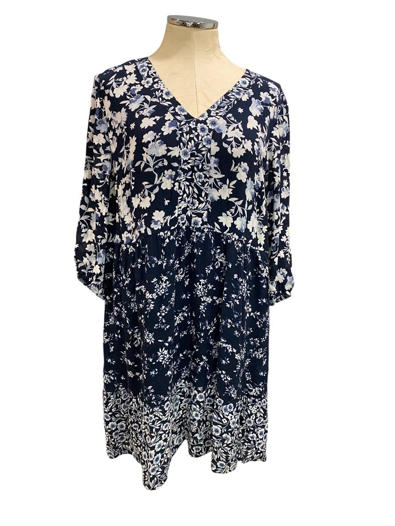 Medium J.Jill Mixed Floral Dress Pullover Boho Flowy Pockets