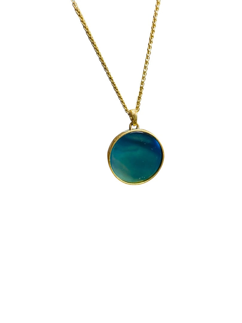 Lucky Brand Resin Pendant Necklace Goldtone 19" Lobster Clasp