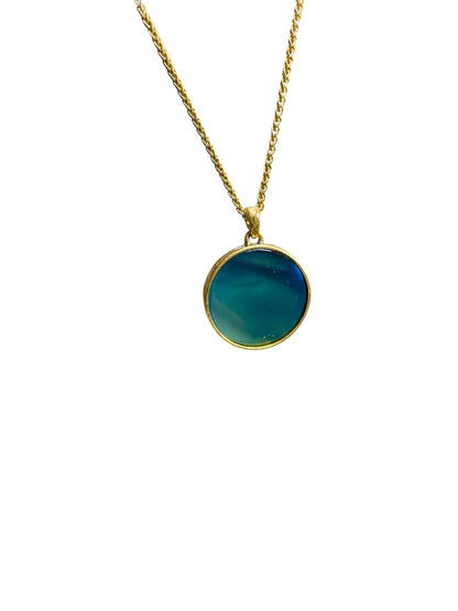 Lucky Brand Resin Pendant Necklace Goldtone 19" Lobster Clasp