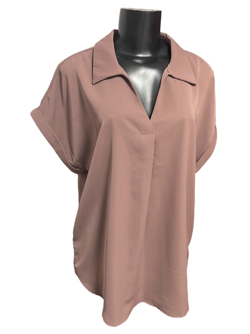 Large Gaharu Collared Cap Sleeve Womens Blouse New