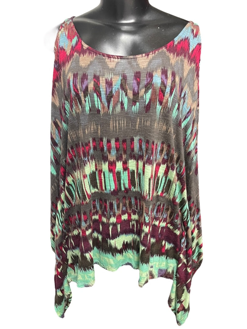 Small Ella Moss Cold Shoulder Flutter Sleeve Patterened Womens Top