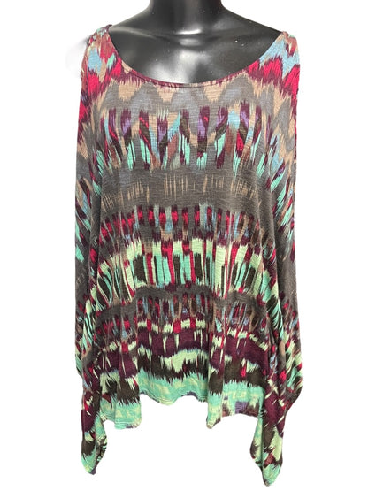 Small Ella Moss Cold Shoulder Flutter Sleeve Patterened Womens Top