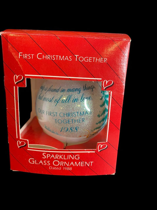 Hallmark Ornament 1988 First Christmas Together Sparking Glass Ball