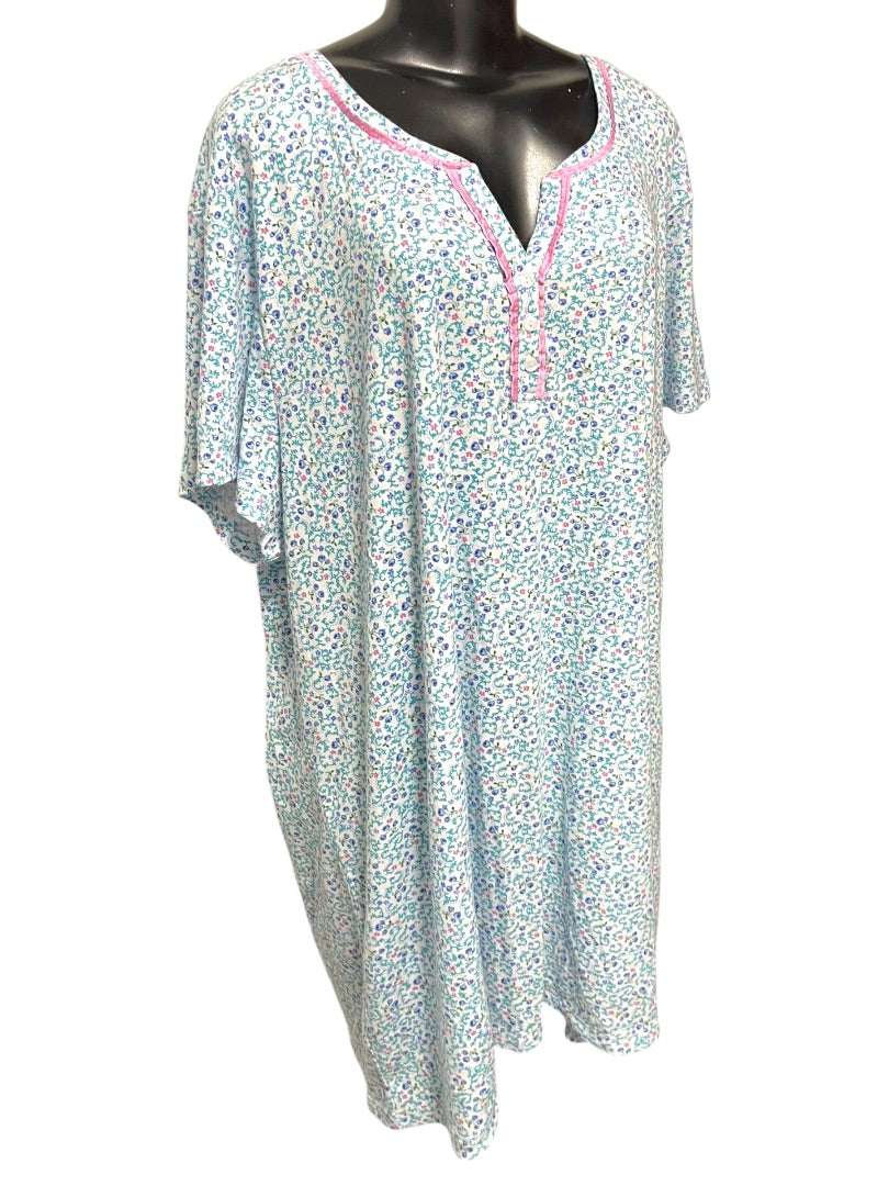 3X Karen Neuburger Floral Short Sleeve Nightgown