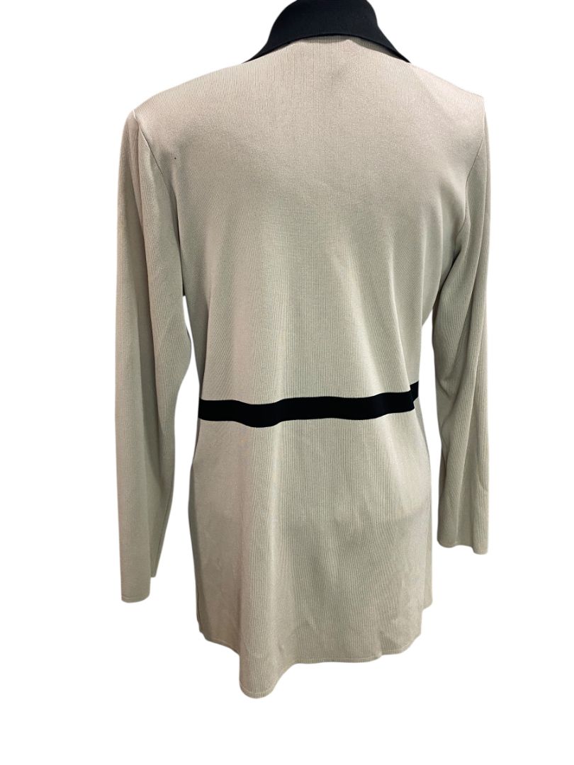 Medium exclusively Misook Tan Black Jacket Lapels Lagenlook