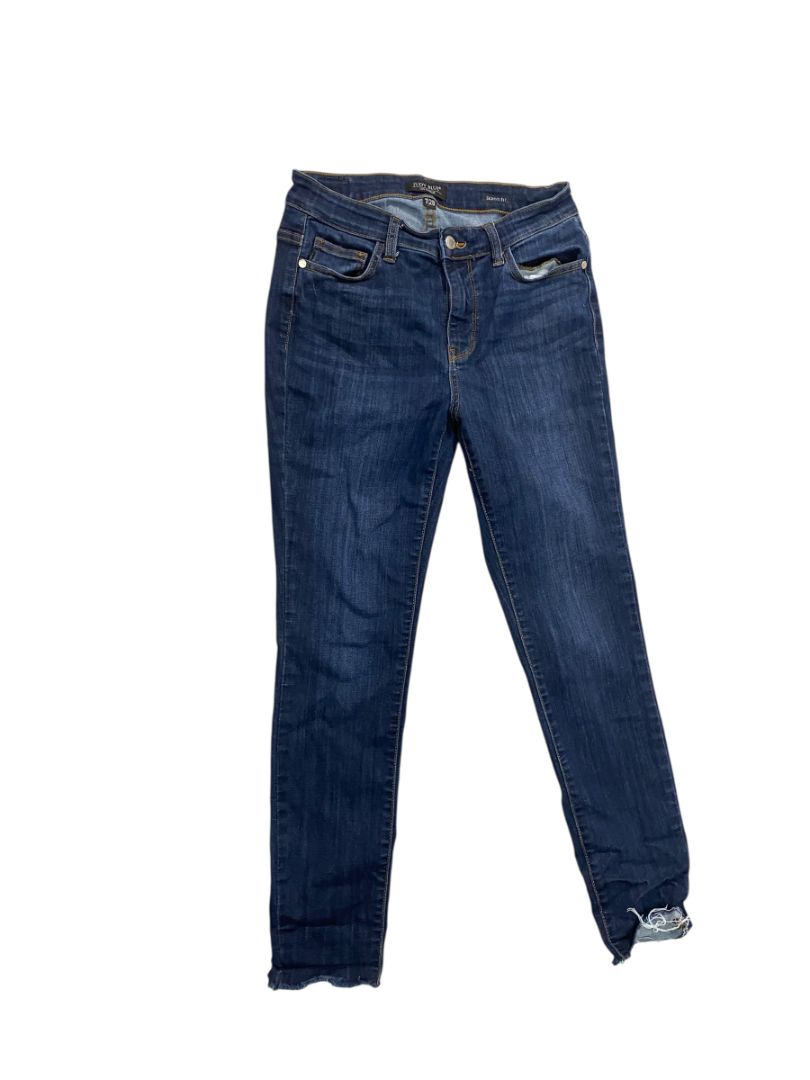 Size 7 (28) Judy Blue Skinny Fit Womens  Stretch Raw Hem Jeans Denim