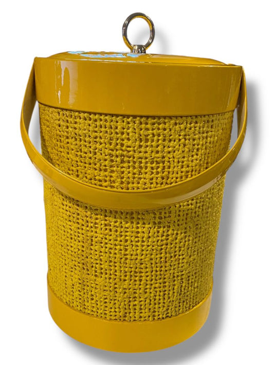 Yellow 1960s Ice Bucket Insulated Spongy Mesh Covering Acrylic