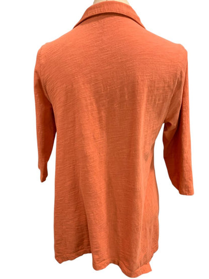 Medium Petite Soft Surroundings Jeweled Button Up Knit Shirt Top Womens