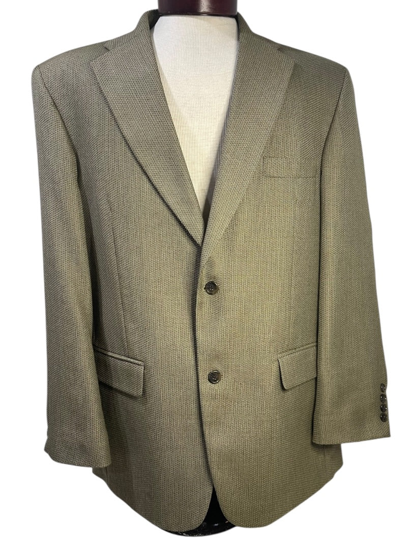 Size 46R Haggar Collections 2 Button Mens Sport Coat Olive Wool Blend