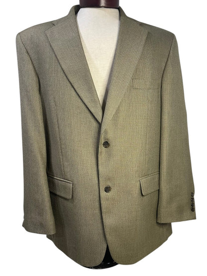 Size 46R Haggar Collections 2 Button Mens Sport Coat Olive Wool Blend