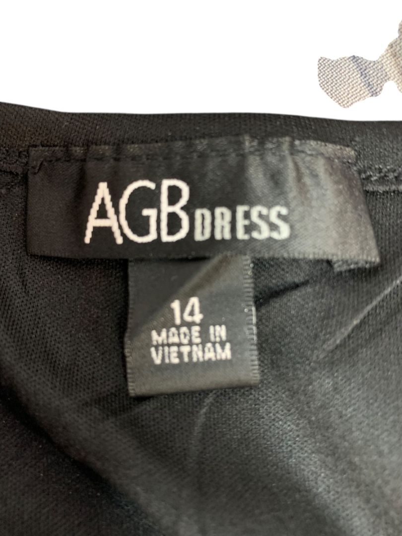 Size 14 AGB Dress New Black Skirt Metallic Color Sheer Bodice Lined