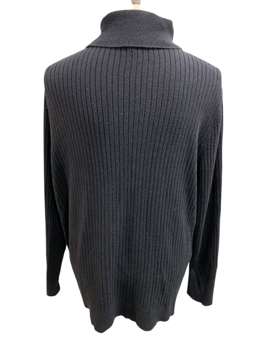Size 2X Talbots Plus Womens Ribbed Black Turtleneck Sweater