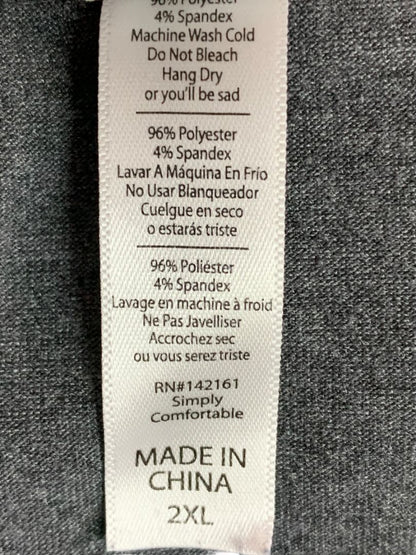 Size 2XL Lularoe Womens Scoop Neck Tshirt Tunic Charcoal