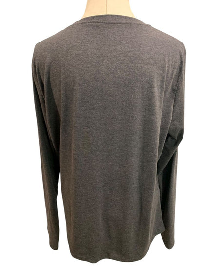 Size XXL Womens Long Sleeve Charcoal Gray V-Neck Tshirt