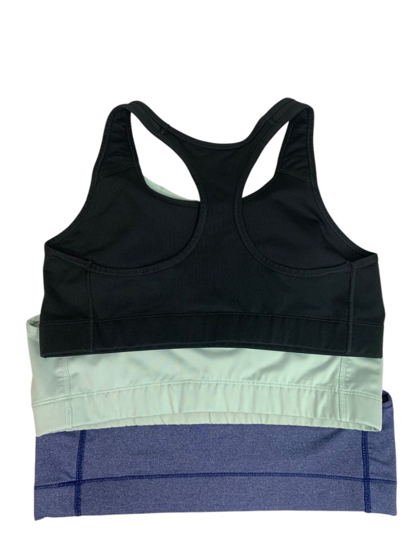 Size XL Nike Lot of 3 Sports Bras No Padding Black Aqua Heather Blue