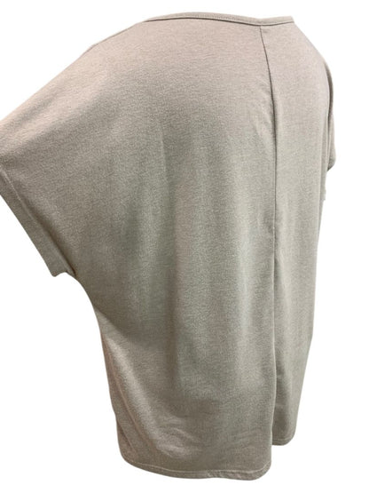 Size 1XL Womens Taupe V-Neck Short Sleeve Tshirt Loose Fit