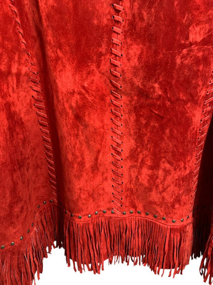 Size 3X Midnight Velvet Womens Red Suede Western Jacket Fringe New
