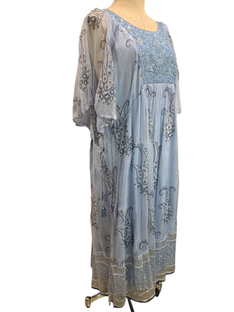 Size XXL Novica Blue Printed Elegant Entrance New Embellished Sequin
