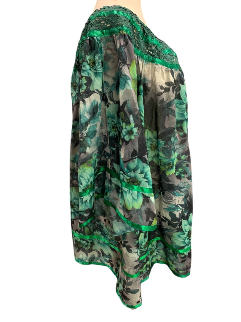 Size 3X Angel Heart Boutique Womens Green Sheer Off Shoulder Blouse