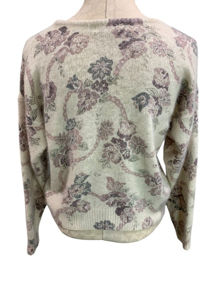 Medium Rachel Max Womens Silk Angora Blend Floral Sweater