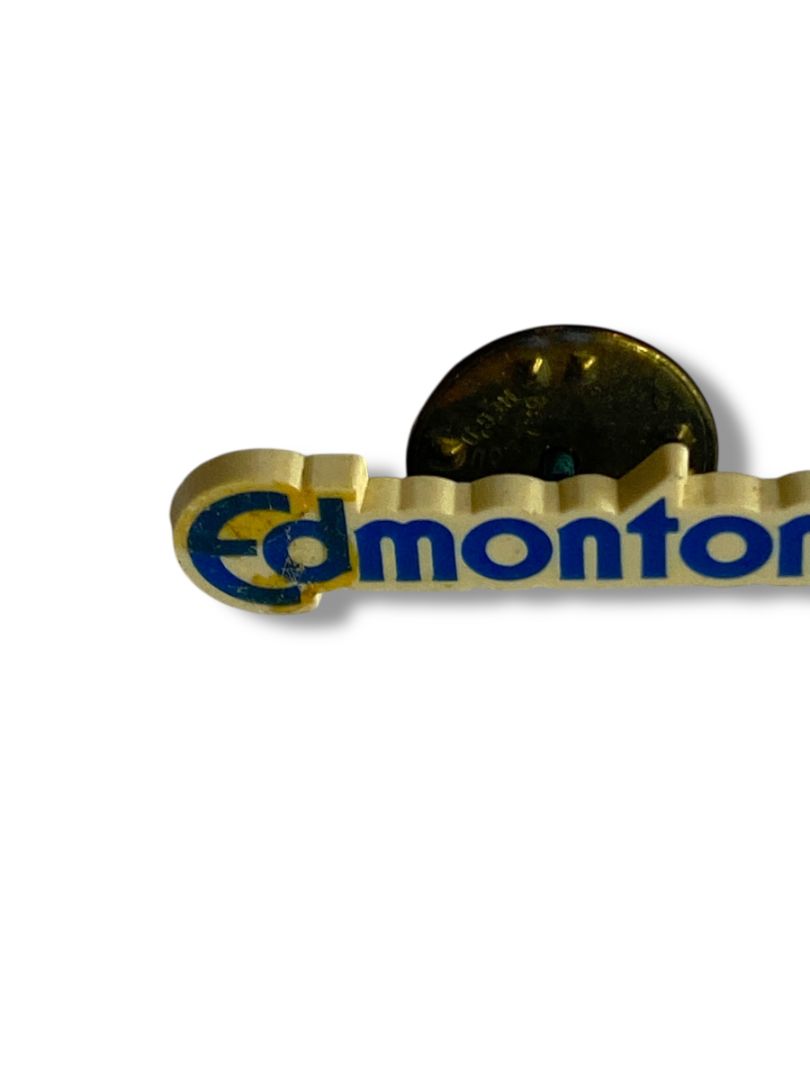 Vintage Edmonton Canada Plastic Lapel Pin 1.2"