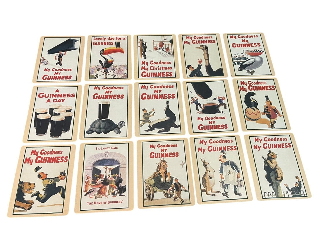 Set of 15 Guinness Cardboard Double Sided Coasters Vintage Advertisements 4.5" x 3.5"