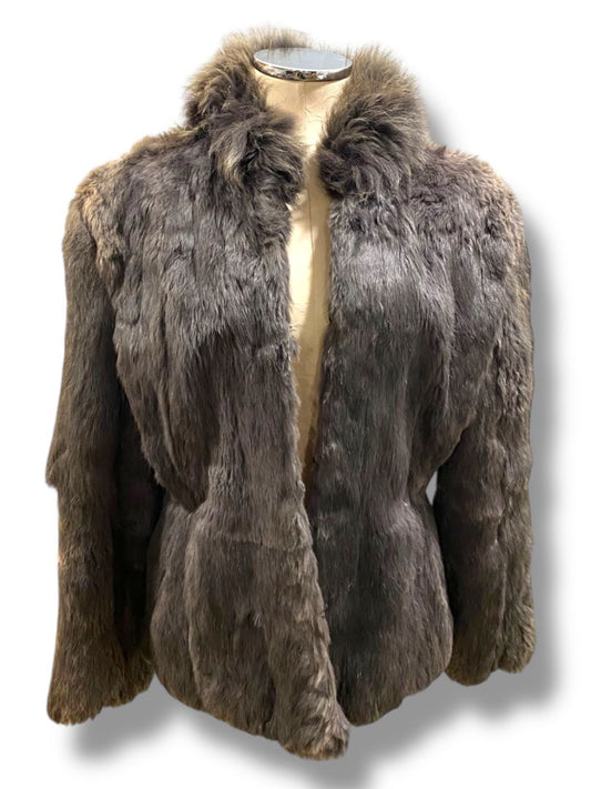 Size Large Sergio Valente 1980s Womens Rabbit Fur Gray Coat Korea