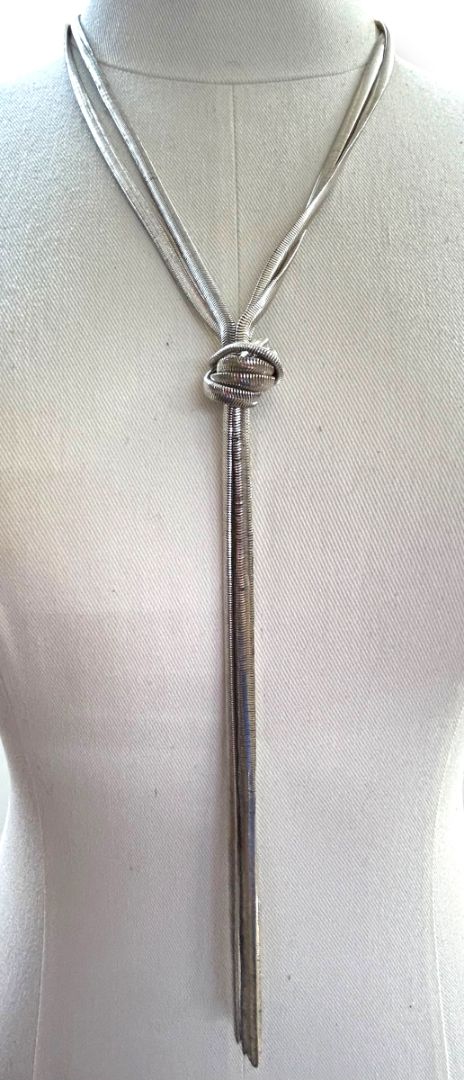 New Silvertone Snake Chain Adjustable Necklace Shiny 20" Drop