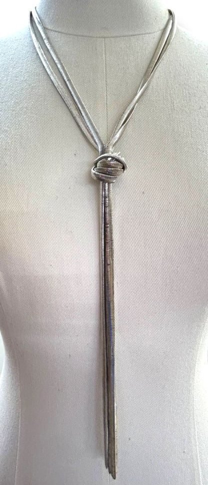 New Silvertone Snake Chain Adjustable Necklace Shiny 20" Drop