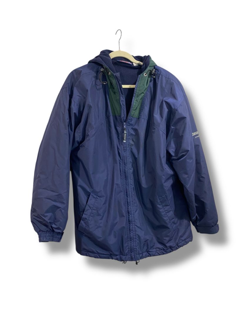 Size Large Spalding Athletic Mens Navy Blue Green Hooded Coat Full Zip